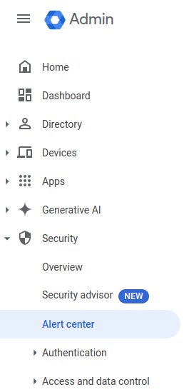 Google Workspace Security Alert Center Email Threat Protection Interface